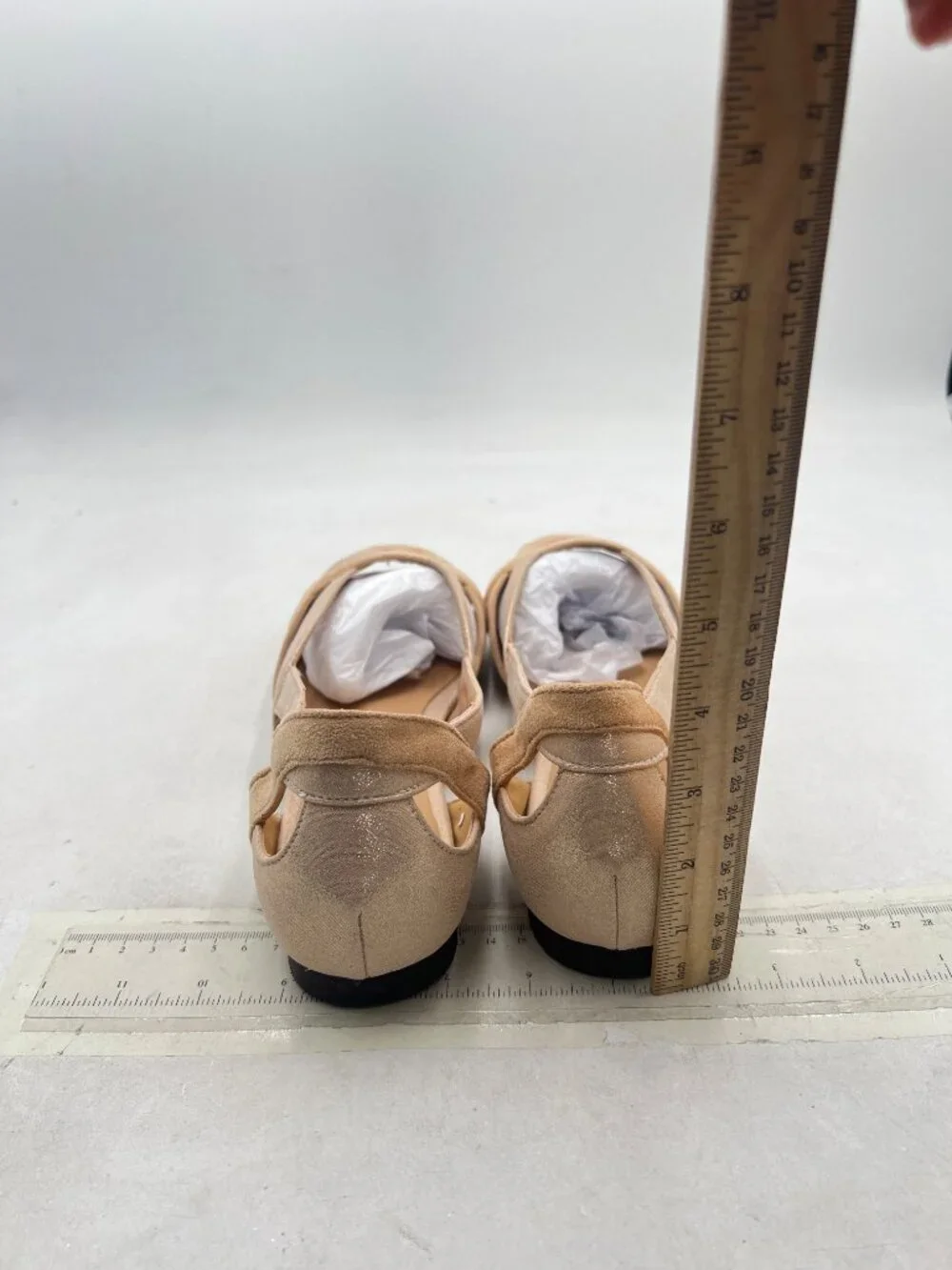 YDN Tan Braid Pumps Cutout Sandals Slip On Flats Chunky Low Heels Peep Toe Prom